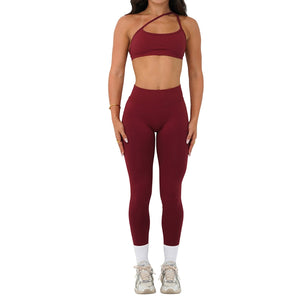 Seamless tight yoga outfit with back V waist-cinching design in various colors