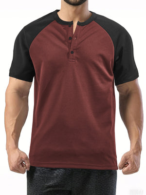 Men's colorblock short-sleeved moisture-wicking polo shirt in multiple colors