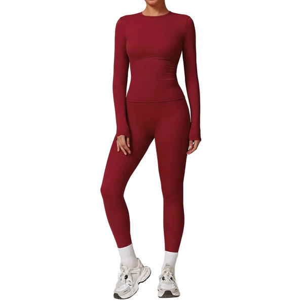 WOMEN'S QUICK-DRY BRUSHED YOGA SET WITH HIGH WAIST LEGGINGS