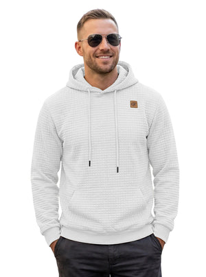 Men's elastic jacquard hooded long-sleeve sweatshirt in various colors