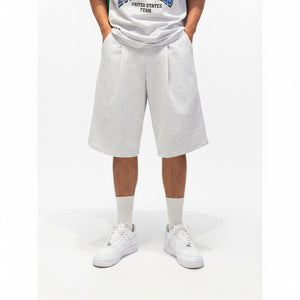 Men's hip hop loose fitness shorts in gray, black, and ivory white colors
