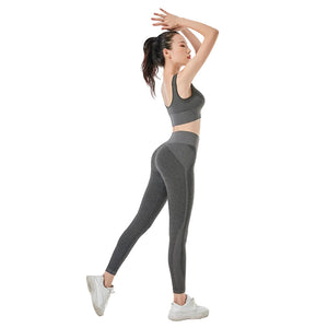 Ports Running Peach performance leggings in black and grey showing full coverage and flexible fit