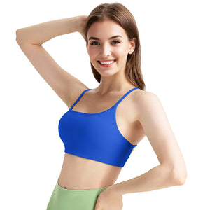 Women's cross back padded sports bra with removable pads in multiple colors