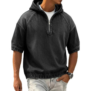 Men's half-zip sports hoodie with hood in various colors