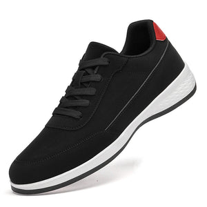 Men's black spring sports running shoes with mesh lining and flat heel