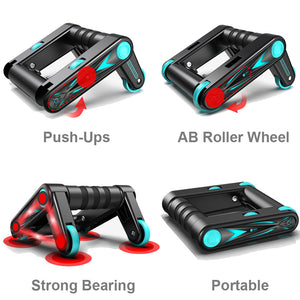 Multifunctional abdominal muscle wheel in black and lake blue for home fitness