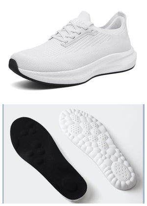 Men's mesh wide toe casual outdoor running shoes in black, white, and green colors