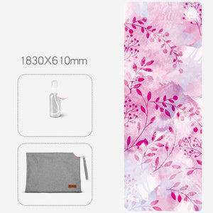 Folding anti-slip yoga mat with natural rubber base and suede surface