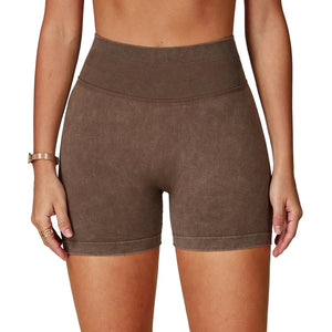 Waist-cinching cropped yoga shorts for women in multiple colors