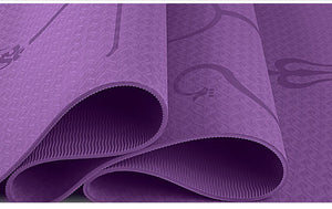Non slip TPE yoga mat with position lines in various colors