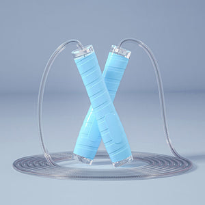 Dual purpose skipping rope with cordless ball in pink, black, and blue colors