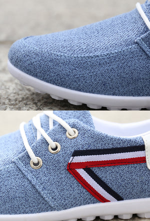 Men's soft-soled canvas leisure shoes in blue and gray colors