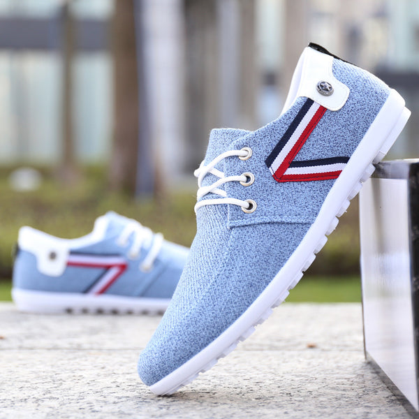 Men's soft-soled canvas leisure shoes in blue and gray colors