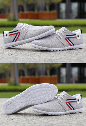 Men's soft-soled canvas leisure shoes in blue and gray colors