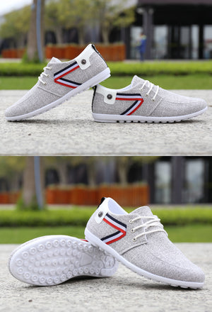 Men's soft-soled canvas leisure shoes in blue and gray colors