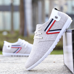 Men's soft-soled canvas leisure shoes in blue and gray colors