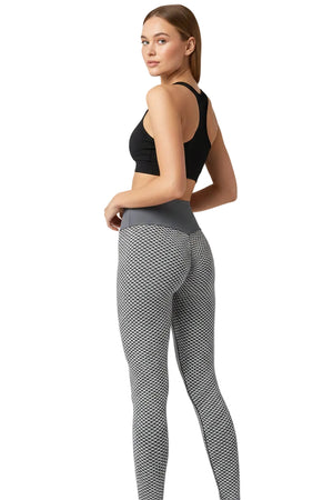 Plaid high-waist seamless gym leggings with pleated dot pattern in assorted colors