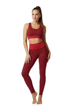 Plaid high-waist seamless gym leggings with pleated dot pattern in assorted colors