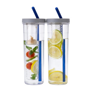 PORTABLE FRUIT INFUSER WATER BOTTLE WITH FLIP LID