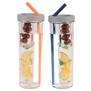 PORTABLE FRUIT INFUSER WATER BOTTLE WITH FLIP LID