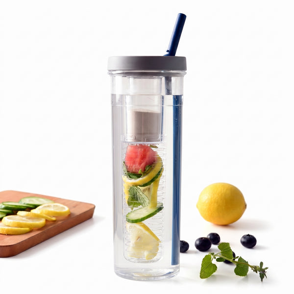 PORTABLE FRUIT INFUSER WATER BOTTLE WITH FLIP LID