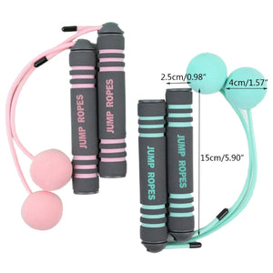Cordless skipping rope with stainless steel double bearings and EVA sponge ball handles in pink and blue colors