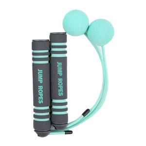 Cordless skipping rope with stainless steel double bearings and EVA sponge ball handles in pink and blue colors
