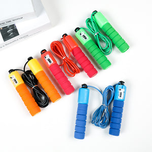 Professional electronic counting skipping rope with ergonomic handles in multiple colors