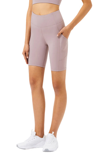 Women's high waist peach hip yoga fitness shorts in various colors