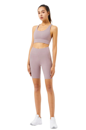 Women's high waist peach hip yoga fitness shorts in various colors