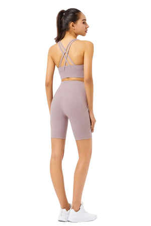 Women's high waist peach hip yoga fitness shorts in various colors