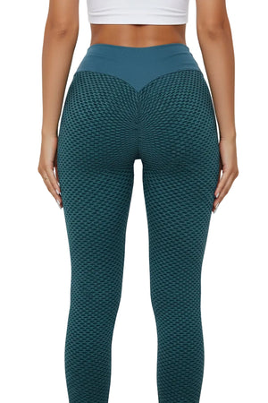 Plaid high-waist seamless gym leggings with pleated dot pattern in assorted colors
