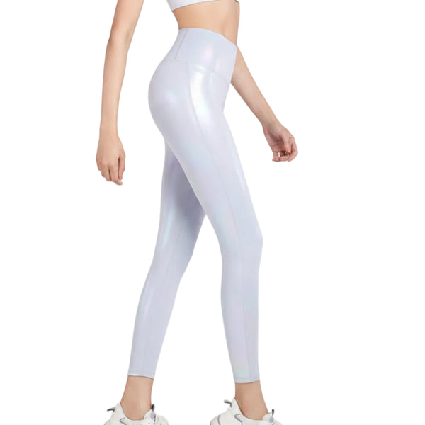 Women's high waist camouflage yoga leggings in colorful silver