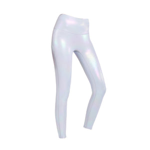 Women's high waist camouflage yoga leggings in colorful silver