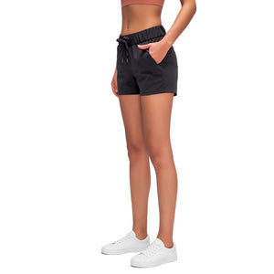Lace wide loose women's sports shorts in multiple colors for yoga and gym