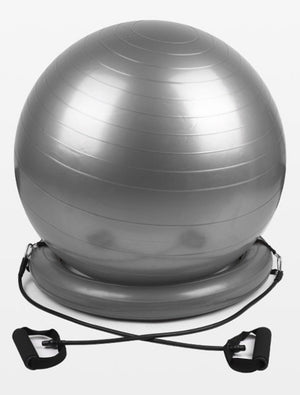 Explosion-proof yoga ball with fixed base and lifting handles