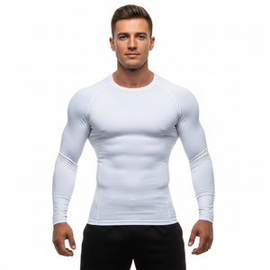 Men's long-sleeve fitness compression shirt in multiple colors