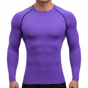 Men's long-sleeve fitness compression shirt in multiple colors