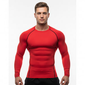Men's long-sleeve fitness compression shirt in multiple colors
