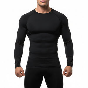 Men's long-sleeve fitness compression shirt in multiple colors