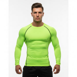 Men's long-sleeve fitness compression shirt in multiple colors
