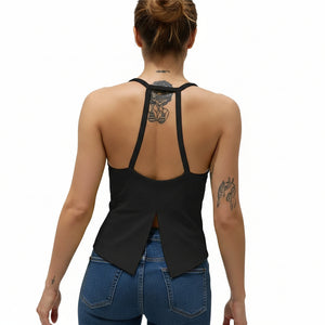 Women's sports crop top yoga vest in yellow, white, and black colors