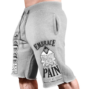 Men's cotton casual running shorts with big print in various colors