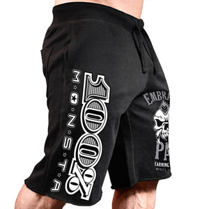 Men's cotton casual running shorts with big print in various colors