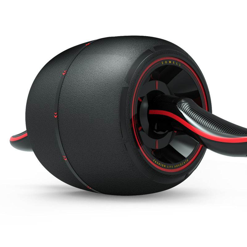 Home abdomen recuperation and fitness wheel in black and red colors