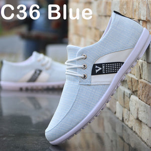Men's soft-soled canvas leisure shoes in blue and gray colors