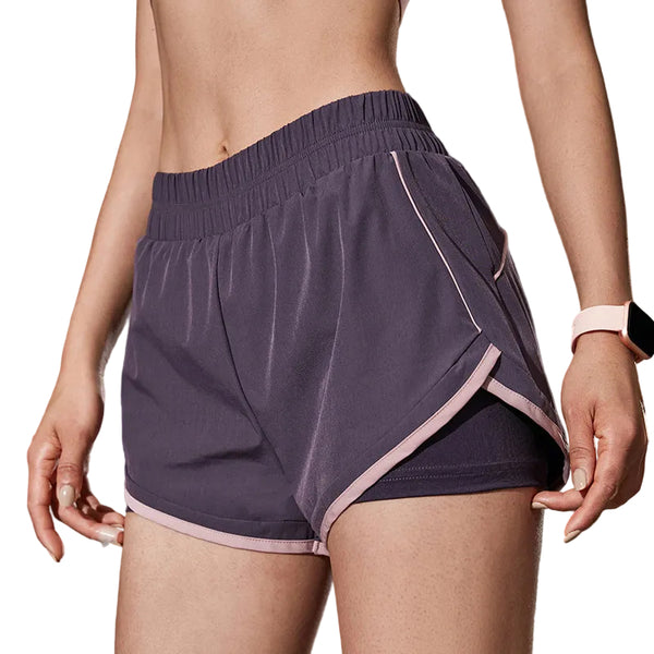 WOMEN'S QUICK-DRY TWO-PIECE SPORTS SHORTS