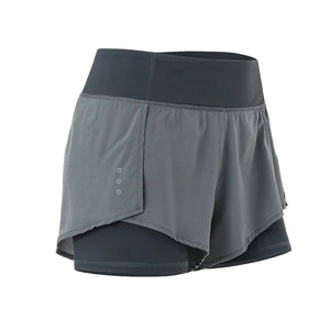 Women's breathable fitness running shorts in black, pink, green, and grey colors