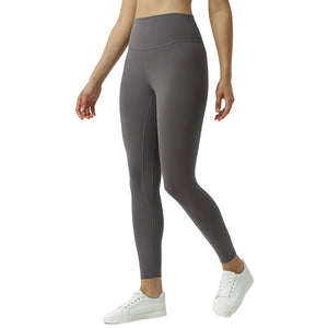 High-waisted women's sports leggings with hip-lifting seams in various colors