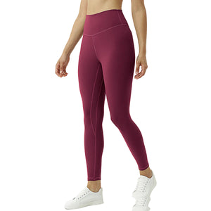 High-waisted women's sports leggings with hip-lifting seams in various colors
